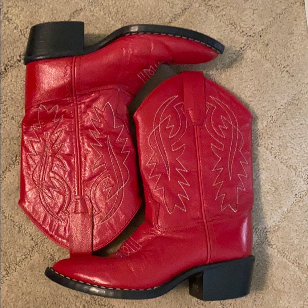 Little girls red cowboy boots size 13